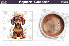 Dachshund Square Coaster | Dog Square Coaster Product Image 1