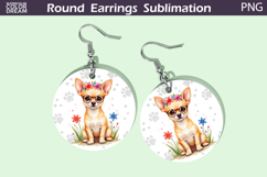 Chihuahua Round Earrings | Dog Floral Earrings Product Image 1