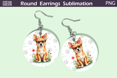 Chihuahua Round Earrings | Dog Floral Earrings Product Image 1
