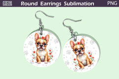 French Bulldog Round Earrings | Dog Floral Earrings Product Image 1
