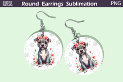 Pit Bull Round Earrings | Dog Floral Earrings Product Image 1