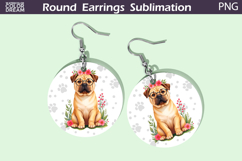 Shar Pei Round Earrings | Dog Floral Earrings Product Image 1