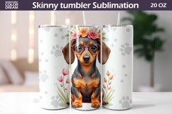 Dog Flowers Tumbler Wrap | Dachshund Tumbler Sublimation Product Image 1