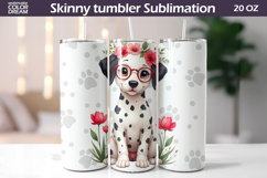 Dog Flowers Tumbler Wrap | Dalmatian Tumbler Sublimation Product Image 1