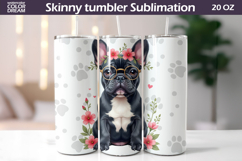 Dog Flowers Tumbler Wrap | French Bulldog Tumbler Product Image 1