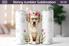 Dog Flowers Tumbler Wrap | Labrador Tumbler Sublimation Product Image 1