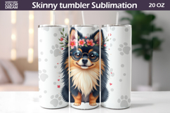 Dog Flowers Tumbler Wrap | Pomeranian Tumbler Sublimation Product Image 1