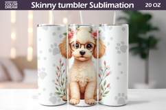 Dog Flowers Tumbler Wrap | Poodle Tumbler Sublimation Product Image 1