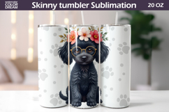 Dog Flowers Tumbler Wrap | Poodle Tumbler Sublimation Product Image 1