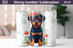 Dog Flowers Tumbler Wrap | Rottweiler Tumbler Sublimation Product Image 1