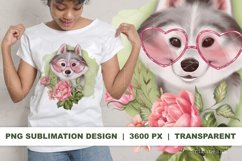Cute Dog with Pink Glasses Sublimation PNG Product Image 1