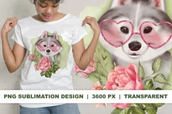 Cute Dog with Pink Glasses Sublimation PNG Product Image 1