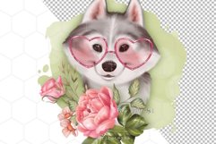 Cute Dog with Pink Glasses Sublimation PNG Product Image 2