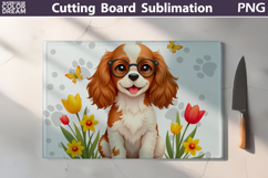 Spaniel Glass Cutting Board | Dog Floral Chopping Board Product Image 1