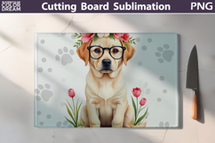 Labrador Glass Cutting Board | Dog Floral Chopping Product Image 1