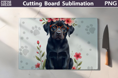 Labrador Glass Cutting Board | Dog Floral Chopping Product Image 1