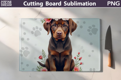 Labrador Glass Cutting Board | Dog Floral Chopping Product Image 1
