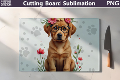 Labrador Glass Cutting Board | Dog Floral Chopping Product Image 1