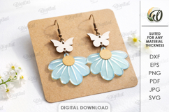 Spring Drop Earrings Laser Cut. Dangle Earrings SVG Product Image 1