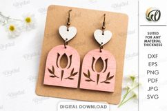 Spring Drop Earrings Laser Cut. Dangle Earrings SVG Product Image 1