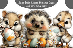 Spring Easter Animals Watercolor Clipart Product Image 1
