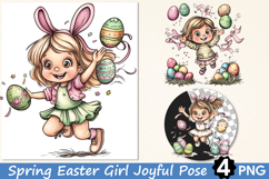 Spring Easter Girl Joyful Pose Clipart Product Image 1