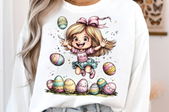 Spring Easter Girl Joyful Pose Clipart Product Image 2
