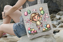 Spring Easter Girl Joyful Pose Clipart Product Image 3