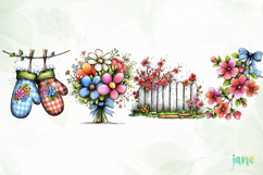 Spring Easter Watercolor Clipart Product Image 1
