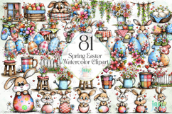 Spring Easter Watercolor Clipart Product Image 1