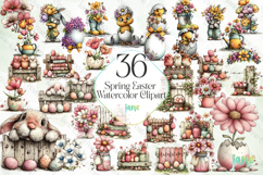 Spring Easter Watercolor Clipart Product Image 1