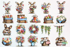 Spring Easter Watercolor Clipart Product Image 3