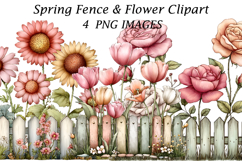 Spring Fence &amp; Flower Clipart Product Image 1