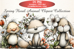 Spring Floral Animal Clipart Collection Product Image 1