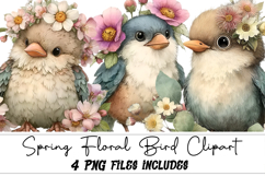 Spring Floral Bird Clipart Product Image 1