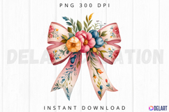 Spring Floral Bow Sublimation PNG Product Image 1