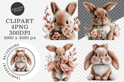 Spring floral bunnies clipart - Spring floral bunnies Png Product Image 1