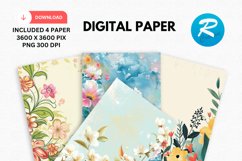 Spring Floral Digital Paper, Floral Background Product Image 1