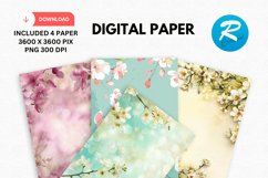 Spring Floral Digital Paper, Floral Background Product Image 1