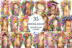 Spring Floral Door Watercolor Clipart Product Image 1