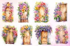 Spring Floral Door Watercolor Clipart Product Image 2