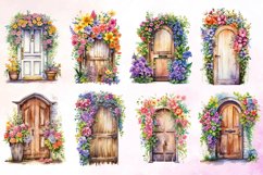 Spring Floral Door Watercolor Clipart Product Image 3