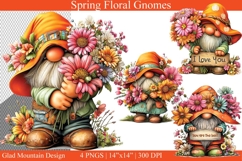 Spring Floral Gnomes, Mother's Day Spring Bouquet Gnomes png Product Image 1