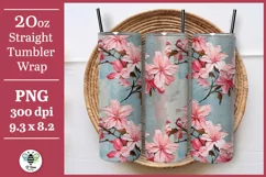 Pretty azalea flower sublimation PNG being shown on a 20oz tumbler