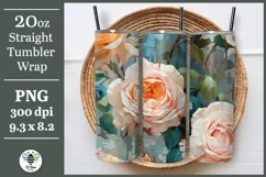 Pretty peony sublimation design being shown on a 20oz tumbler