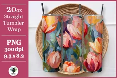 Pretty tulip sublimation design being shown on a 20oz tumbler