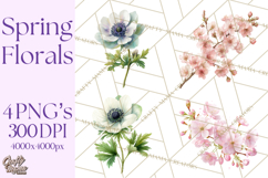 Spring Flower Clipart, Floral Clip Art PNG, Watercolor Product Image 1
