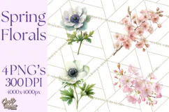 Spring Flower Clipart, Floral Clip Art PNG, Watercolor Product Image 1
