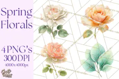 Spring Flower Clipart, Floral Clip Art PNG, Watercolor Product Image 1