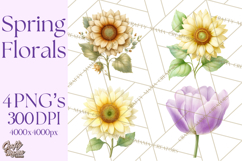 Spring Flower Clipart, Floral Clip Art PNG, Watercolor Product Image 1